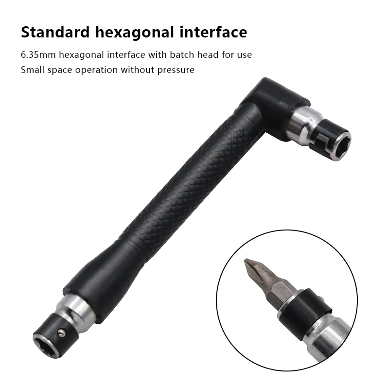L-shaped 1/4 Hexagonal Screwdriver Bit 90 Degree Double Head Handle Black 6.35 Wrench 10pc Yellow Tape Screwdriver Bit Tool Set