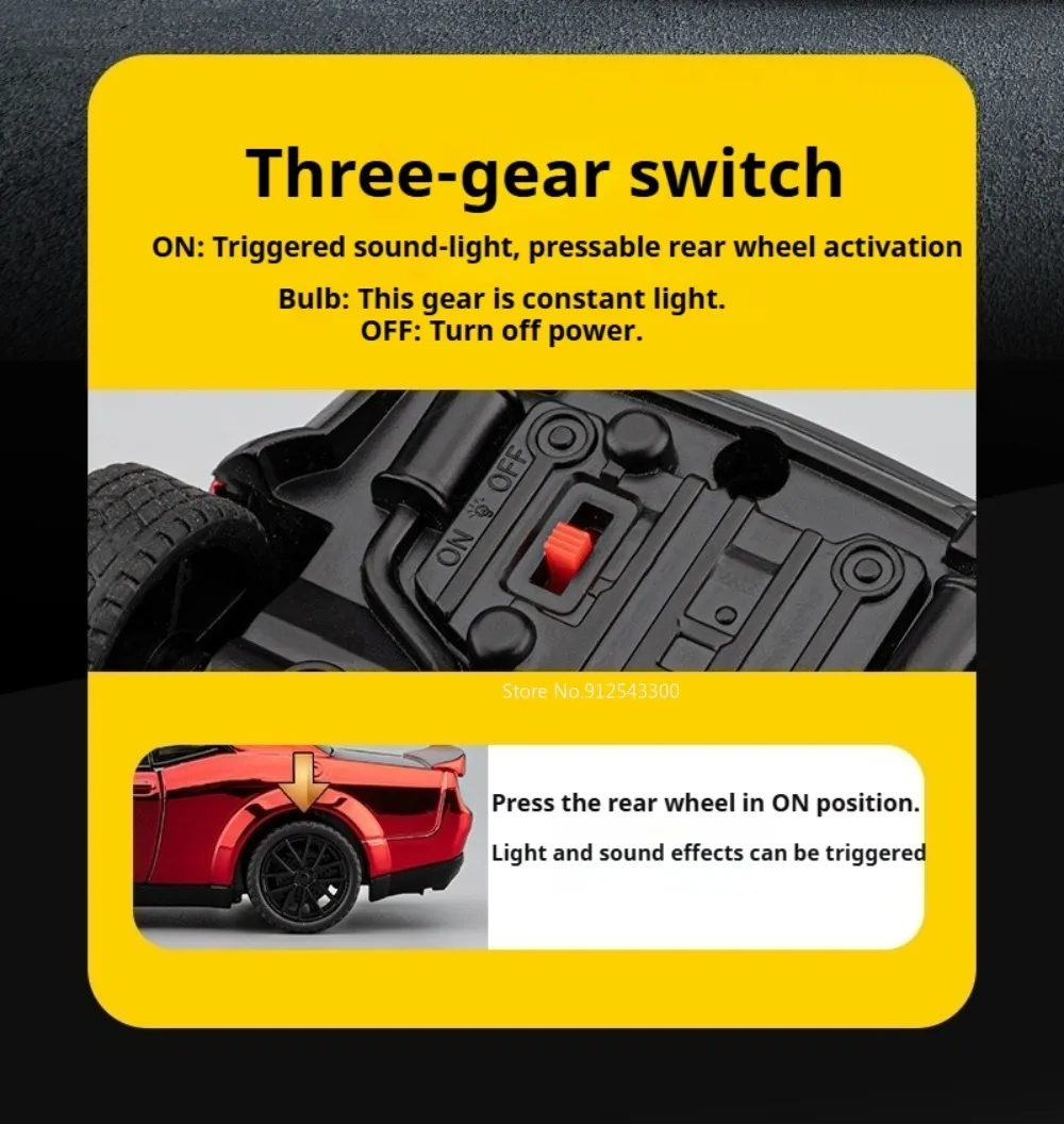1:32 Maßstab Hellcat Charger Sportwagen-Modell Spielzeug mit Stoßdämpfung, Musik und Licht Supercar-Modelle aus Legierung Druckguss-Spielzeuge Sammlerstück – Detail 5