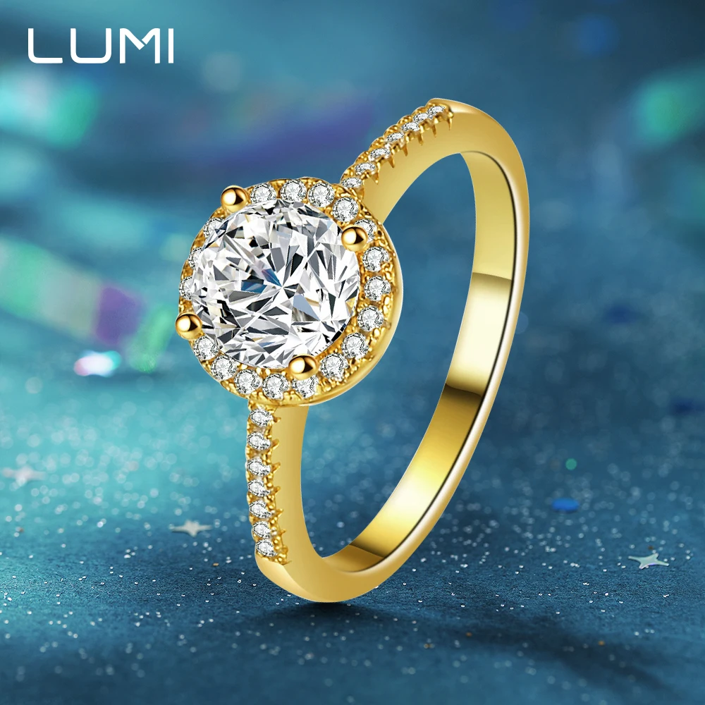 

2025 New Plated 14K Gold 1cctw Round Moissanite Lady Ring Luxury Style Promise Anniversary Bands for Unisex Gift