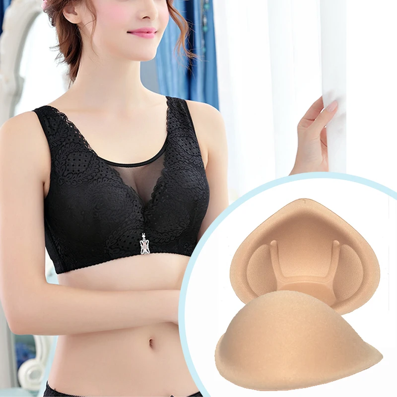 1 Pair Bra Padding Inserts For Swimsuits Cosplay Crossdresser Realistic Strap Sponge Breast Forms Fake Boobs Enhancer