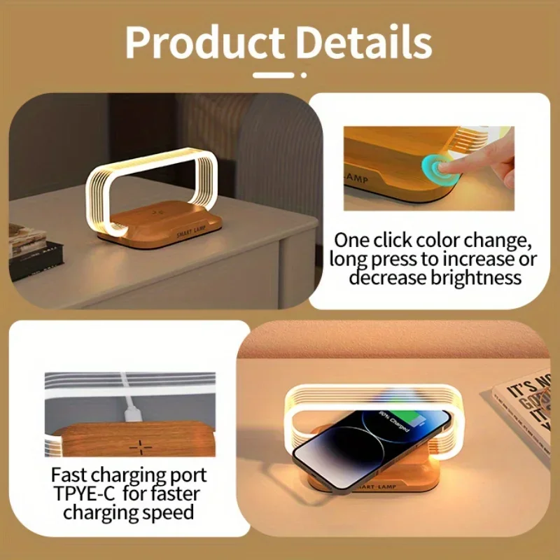Quick Charge Wireless Charger with LED Night Lamp & Short-Circuit Protection for iPhone/Smartphone Fast Charging Station