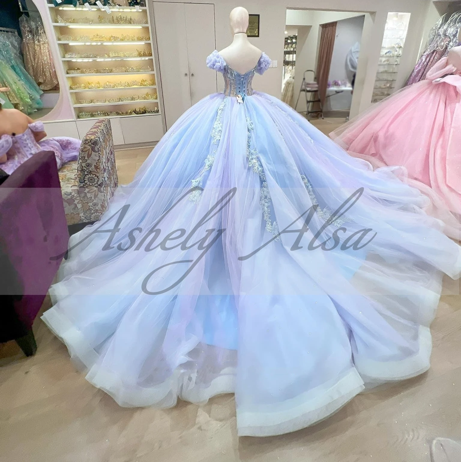 ที่กําหนดเองเจ้าหญิงสาว Quinceanera ชุดสําหรับ 15 16 ปีสาวปิดไหล่กระโปรง Tulle ผู้หญิงพรหมโอกาสชุด 14