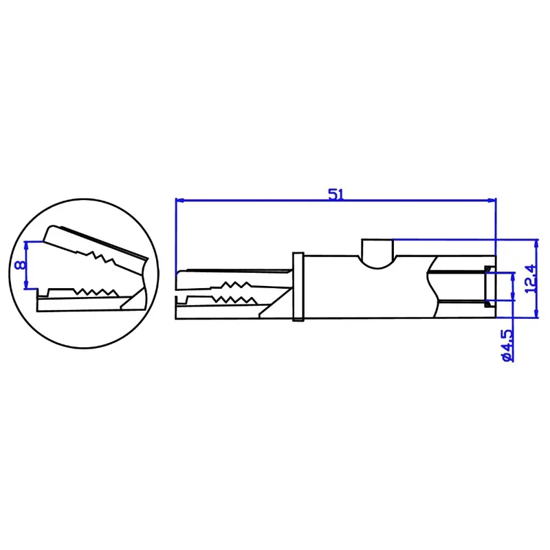 CC259 Full Insuated Slim Crocodile Alligator Clips with 4mm Socket