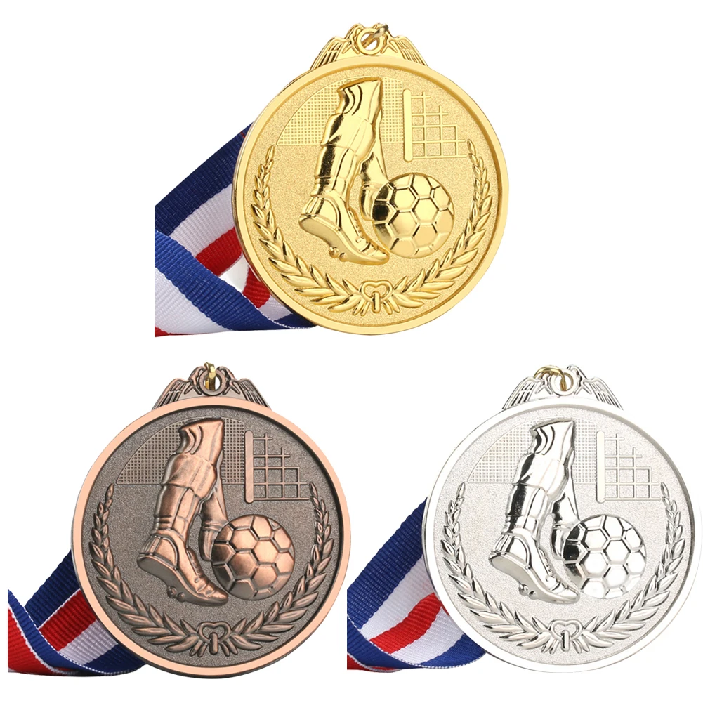 3 Colors Football Medal School Sports Gold Silver Bronze Motion Honor Communication Ability Self-Confidence Developing Gift