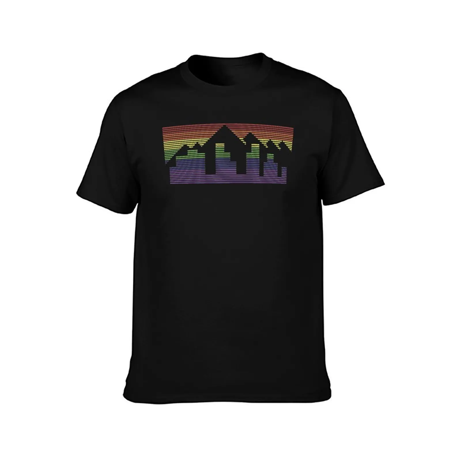 Nuggets Rainbow T-Shirt, Summer Casual Cotton Tee, Oversized Streetwear Tops, Vintage Graphic Print, Loose Fit Short Sleeve