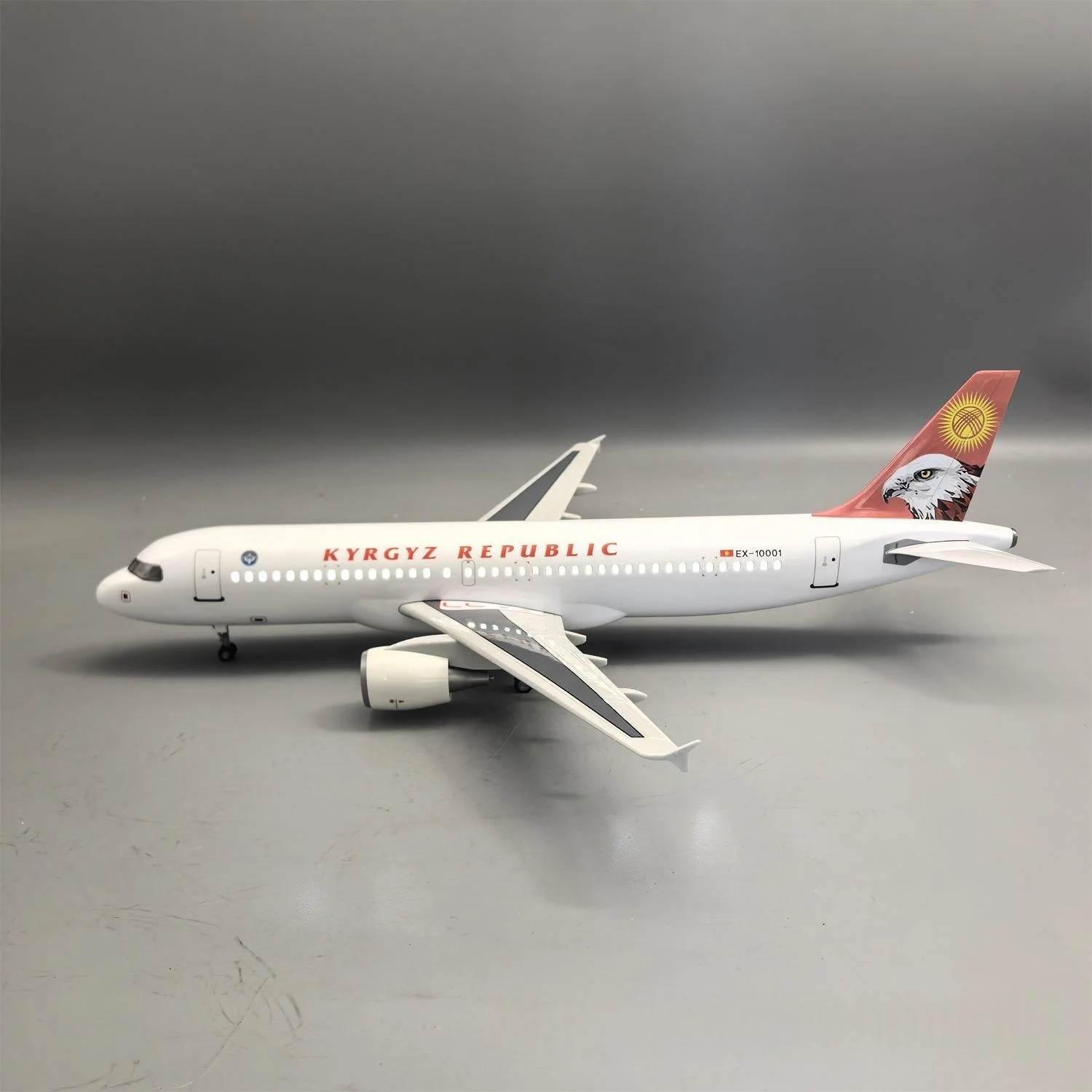 1:80 Scale 47cm Kyrgyzstan Special Aircraft A320 Plane Model Kit Resin Diecast Airplane With Stable Base Aviation Hobby Display