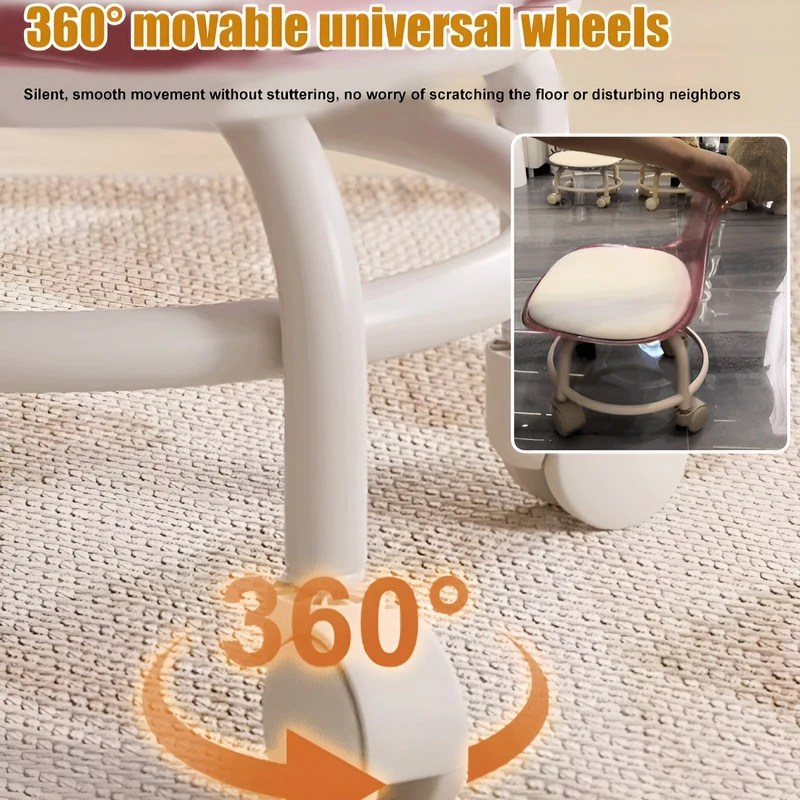 Household Transparent Acrylic Small Stool with Universal Wheel Toddler Stool Lazy Backrest Roller Skating Stool image 4