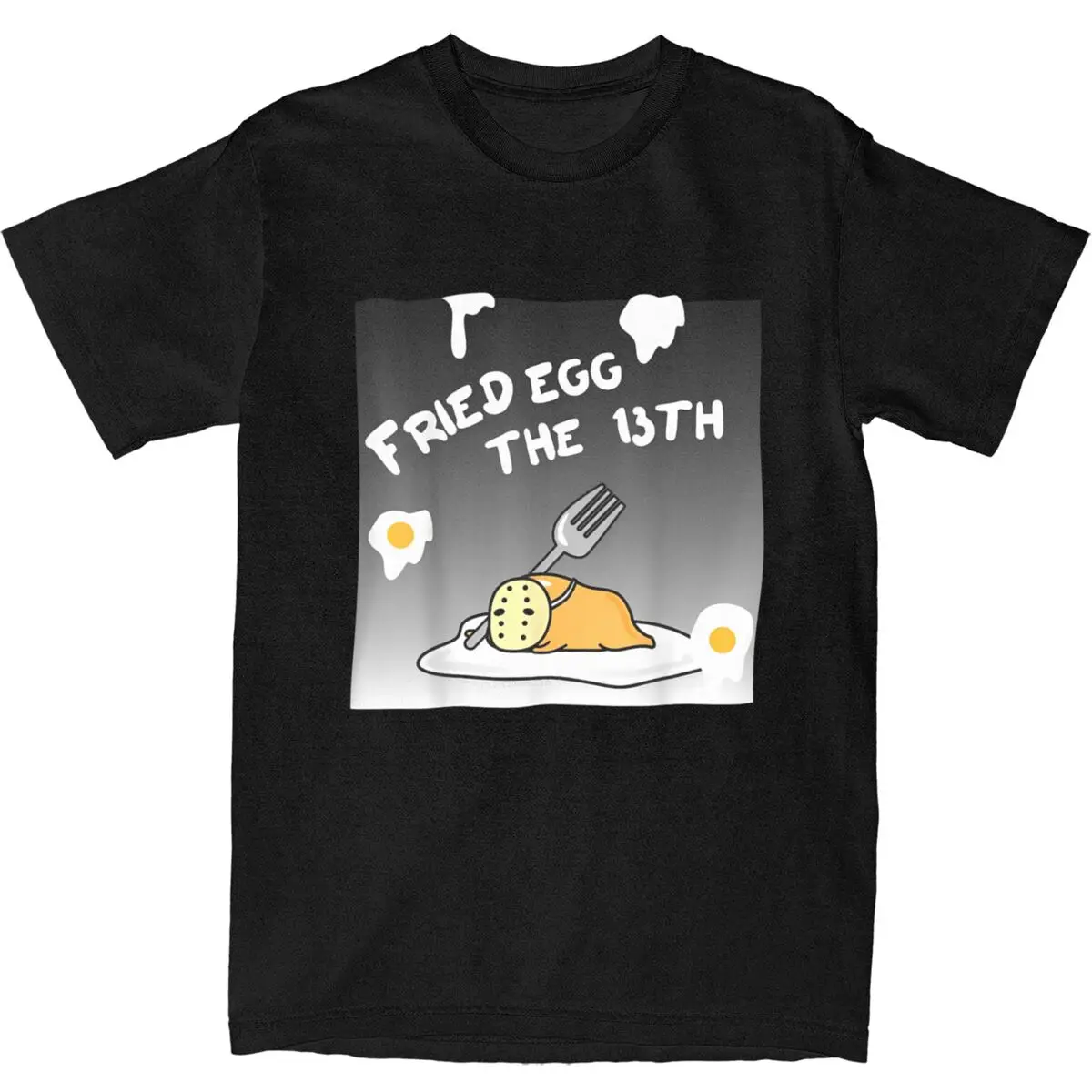 Gudetama Fried Egg The 13th Halloween T-Shirt Men Vintage Cotton T-Shirts Summer O Neck Harajuku Tee Shirt Printed Oversized Top