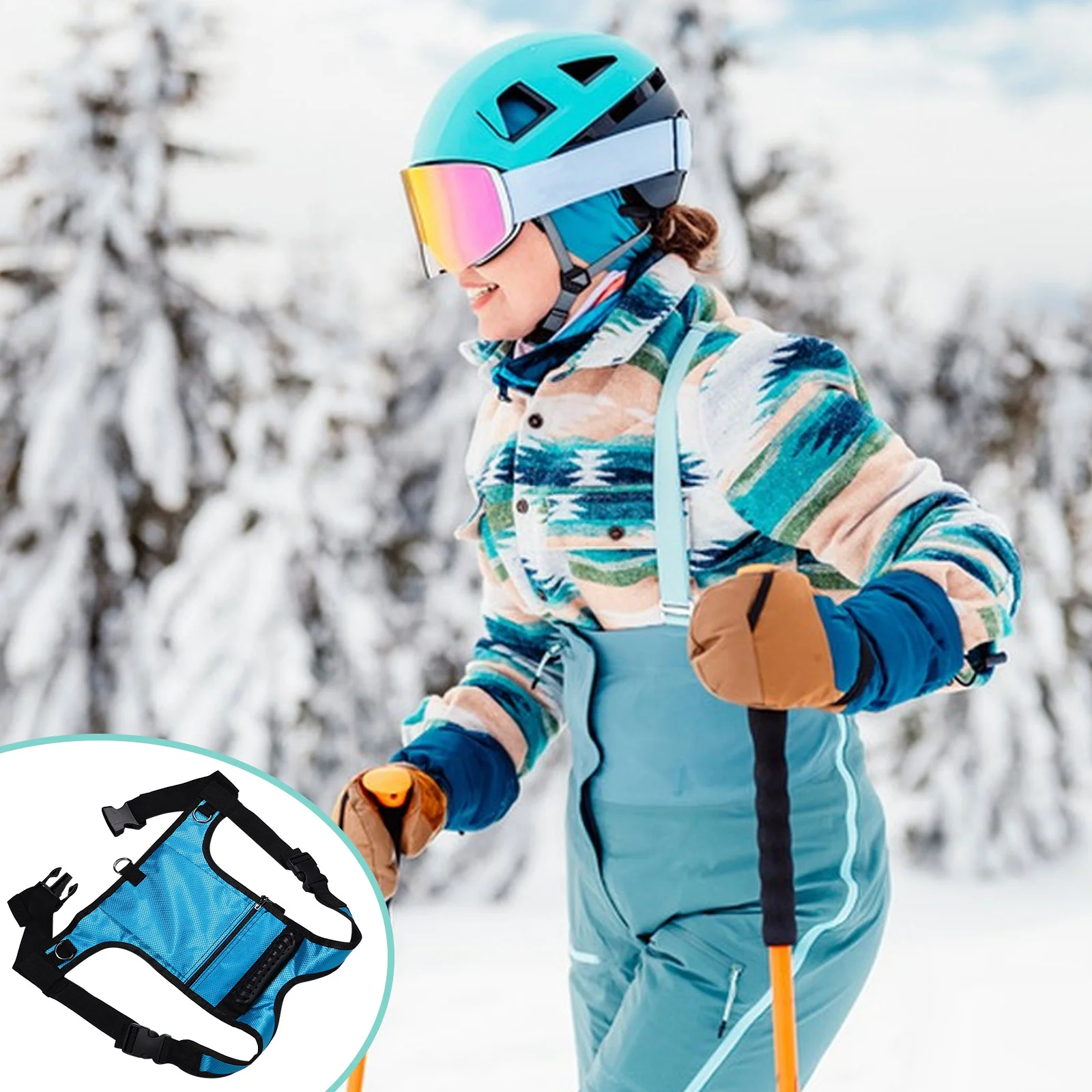 

Adjustable Ski Harness Blue Breathable Mesh Training Leash Ski Gear Snowboard Harness for Beginner Snow Sports