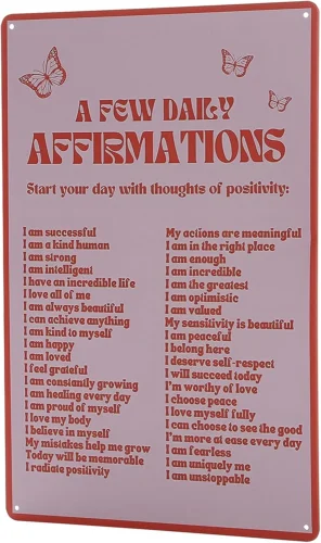 Room Decor Aesthetic Daily Affirmations Motivational Wall Art Metal Tin Sign, Pi tin sign