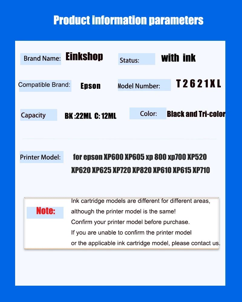 einkshop Compatible T2621 T2631 - T2634 Ink Cartridge for EPSON XP 520 600 605 610 615 620 625 700 710 720 800 810 820