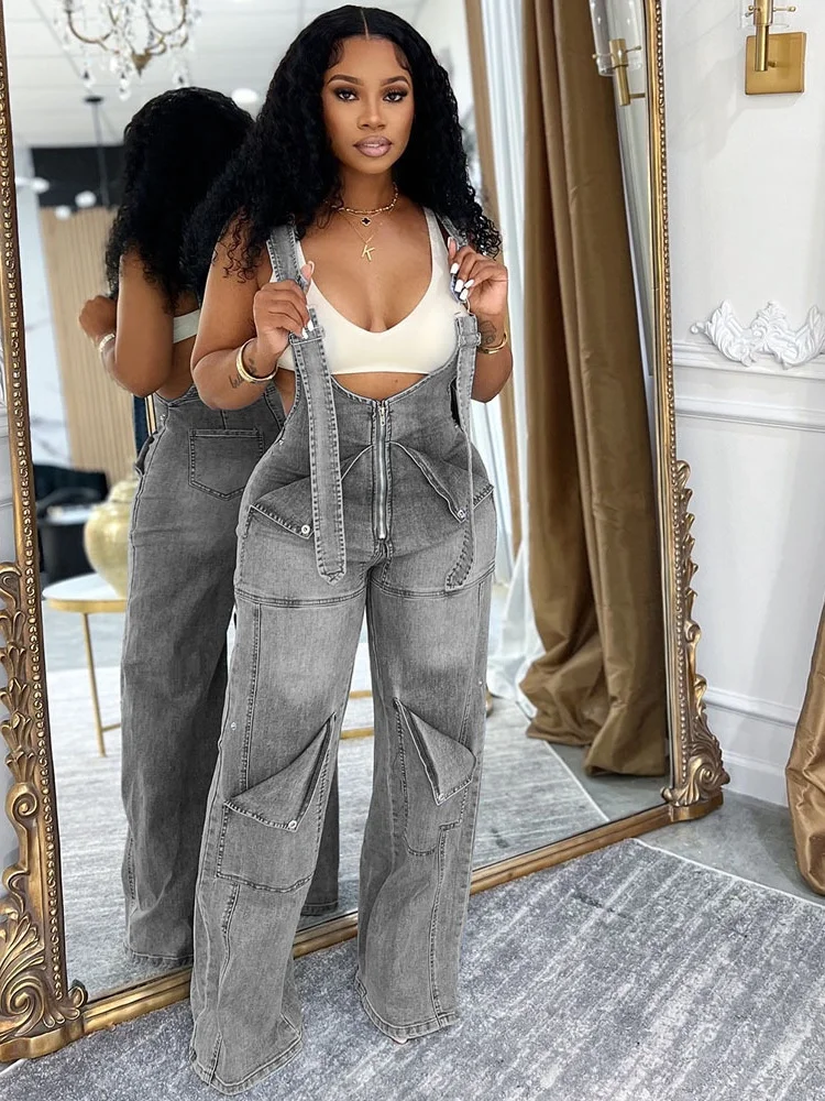 

Wmstar Women's Denim Jeans Wholesale Pants Street Casual Zipper Washed Personality Street Jumpsuit Drop Shoppingg 2026 New Style