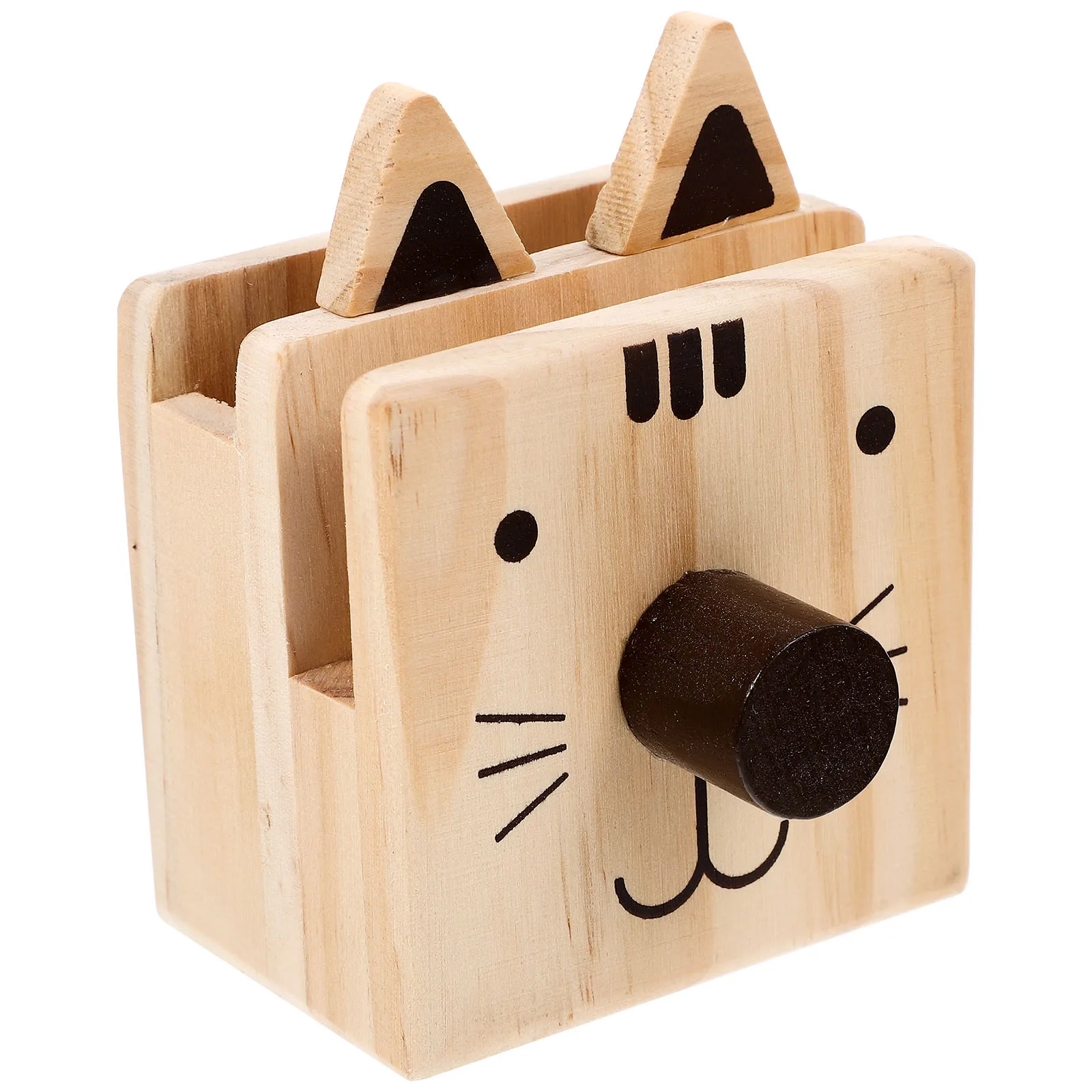 Wooden Animal-Shaped Desk Organizer 3-in-1 Eyeglass Phone Pencil Holder Cute Stationery Container for Office Home School Use
