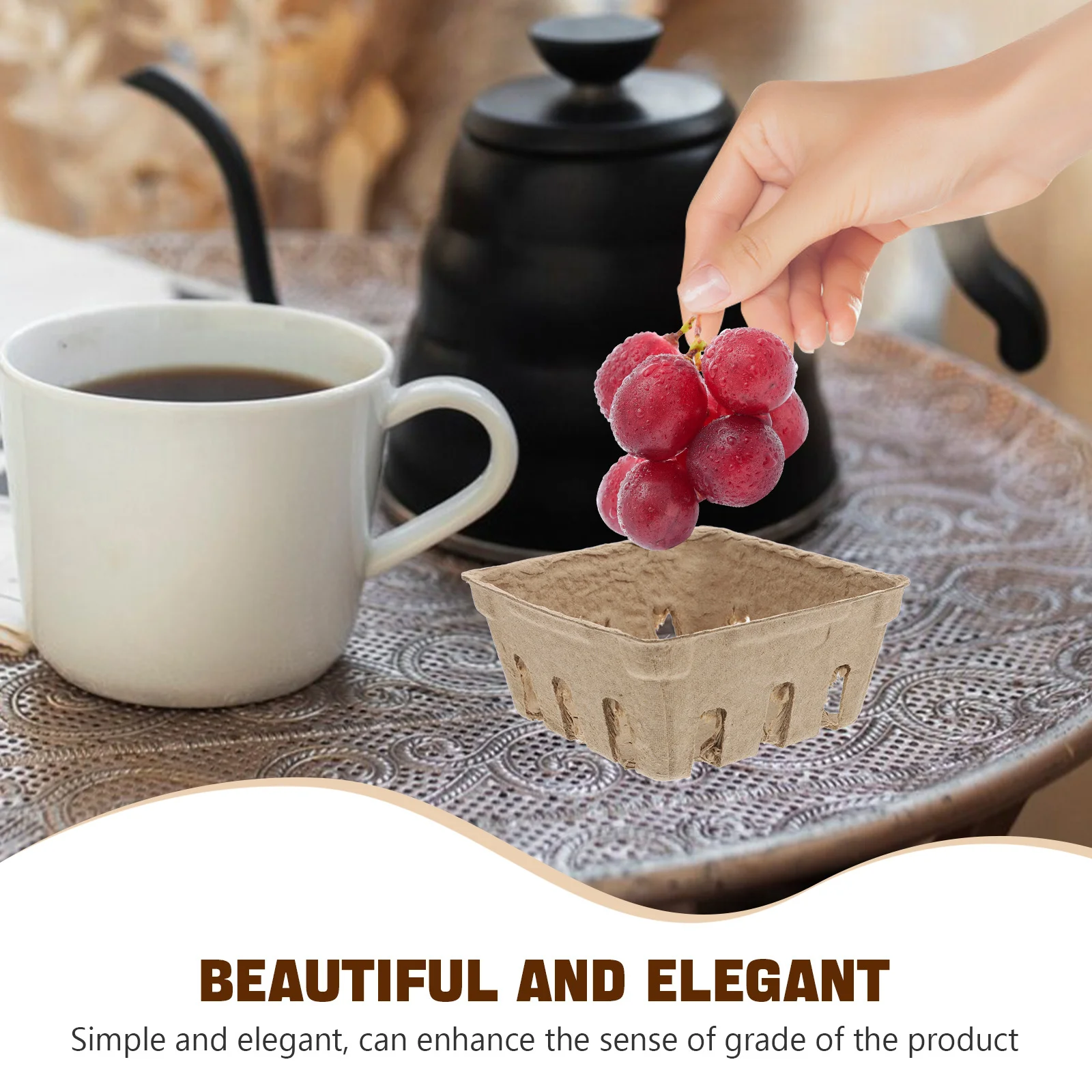 24pcs Fruit Packaging Box Pulp Fiber Small Produce Basket Vented For Freshness Kitchen Storage Farm Market Berry Container