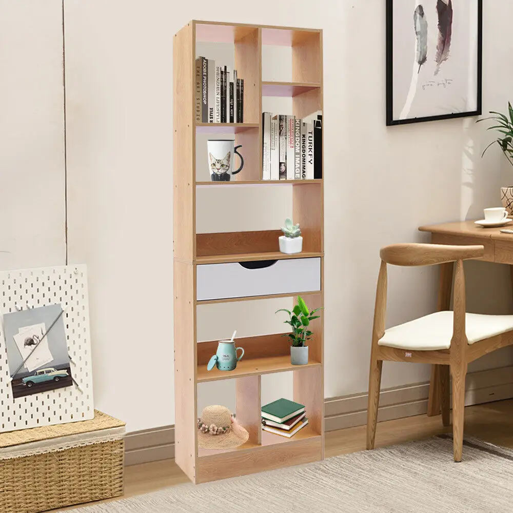 Wood Storage Organizer Bookcase 8 Shelves Cube Home Office Display Bookshelf NEW