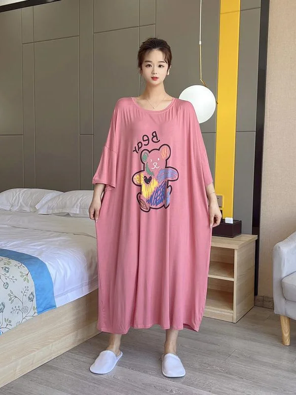 قميص نوم صيفي رقيق وفضفاض للأمهات الحوامل بأكمام قصيرة، ملابس منزلية تغطي البطن، مقاس كبير، مريح وقابل للتنفس