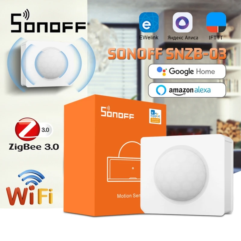 SONOFF SNZB-03 스마트 모션 센서, Zigbee 3.0 무선 감지기, 배터리 부족 스마트 컨트롤, Alexa Google Assistant로 작동