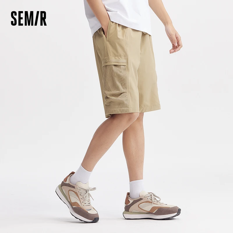 Semir Casual Medium Pants Men 2024 Summer New Elasticat Waist Loose Straight Pants Solid Color Daily Simple Five Quarter Pants