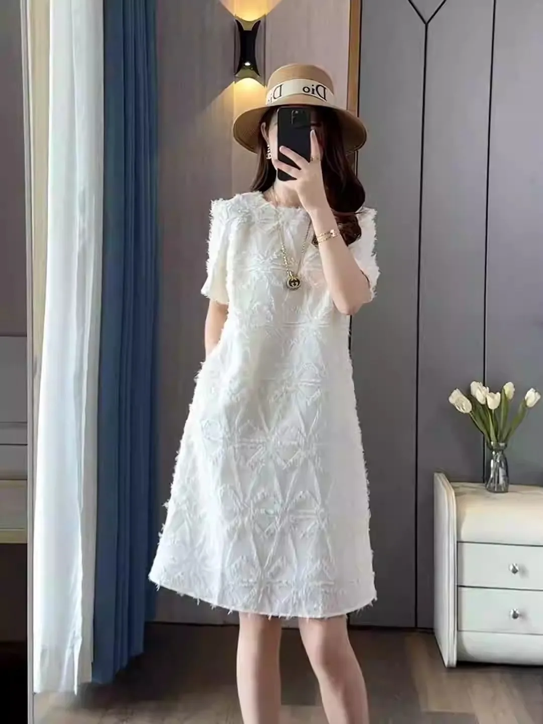 

Новинка! Женское летнее платье А-силуэта с эффектом похудения, кружевной отделкой, дизайнерским акцентом, струящимися бахромами и высокой талией, большие размеры.