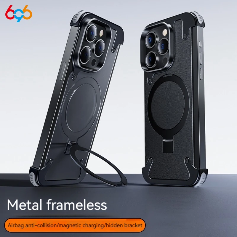 에어백 보호 마그네틱 거치대 휴대폰 케이스, 낙하 방지 지지대, 무선 충전, 아이폰 15, 14 프로 맥스