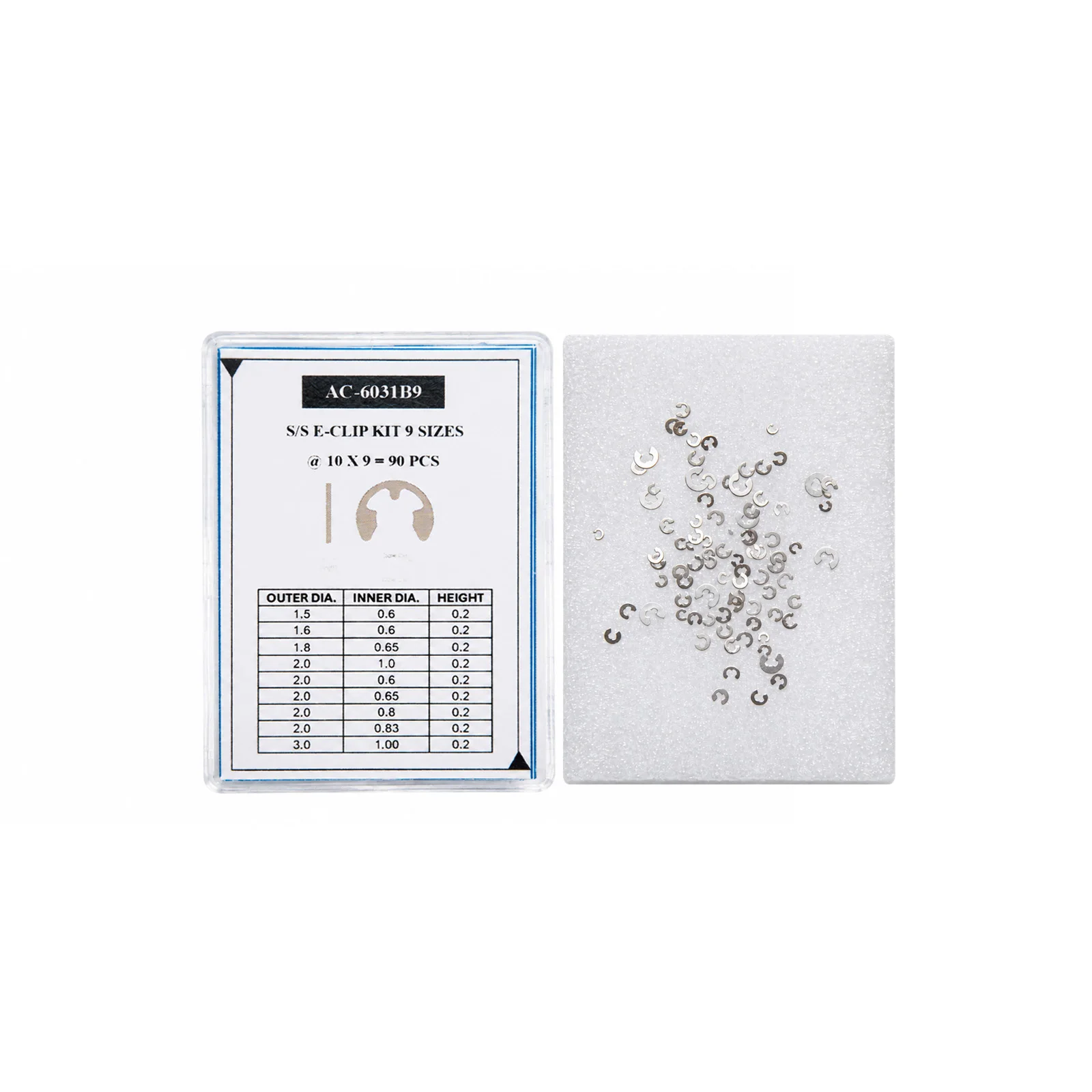 90Pcs Metal Watch Pusher Button Clip C-clip E Clip Circlip Snap Ring Watch Parts 9 Different Sizes 1.5MM-3.0MM For Watchmakers