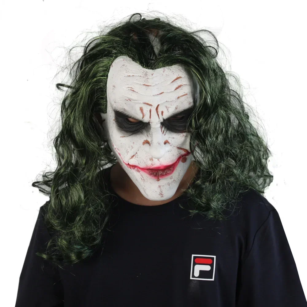 Heath Ledger Clown Joker Latex Masker Halloween Pruik Hoofddeksel Cosplay Prop