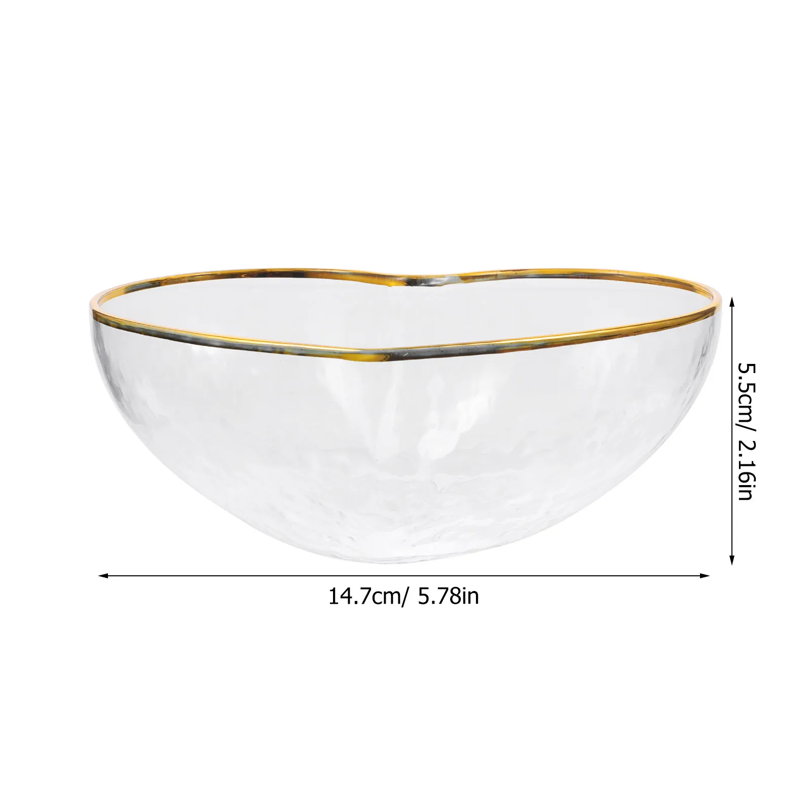 1Pcs Love Shape Glass Bowl Clear Heart-Shaped Transparent Glass Bowl for Salad Fruit Rice Noodles Dessert Indoor Outdoor Use