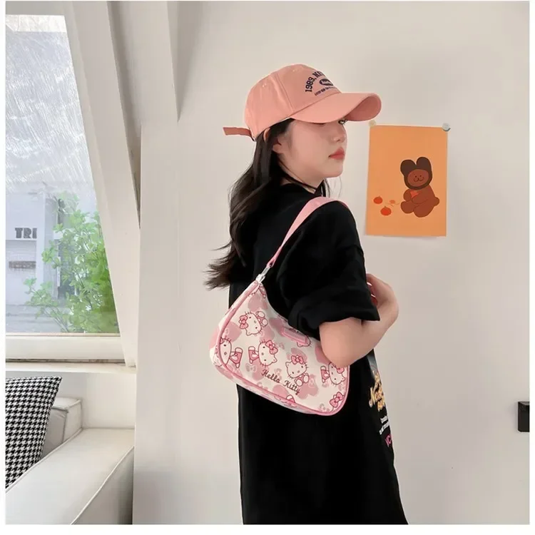 Sanurgente Hellokitty-Sac messager imprimé à une épaule pour filles, sac sous les bras, tendance, assressenti, Kt Cat SR, senior, nouveau, 2024