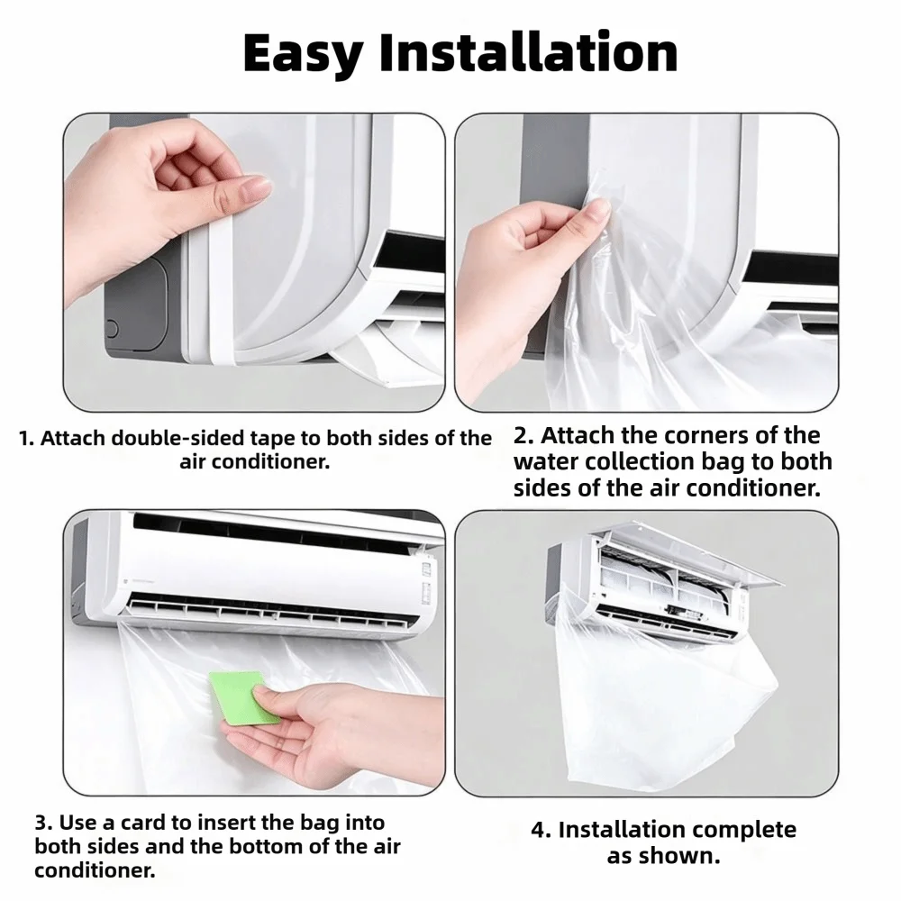 Transparent Elastic Air Conditioner Cleaning Cover Easy Wrapping Leak Proof AC Protective Cover Sewage Collecting