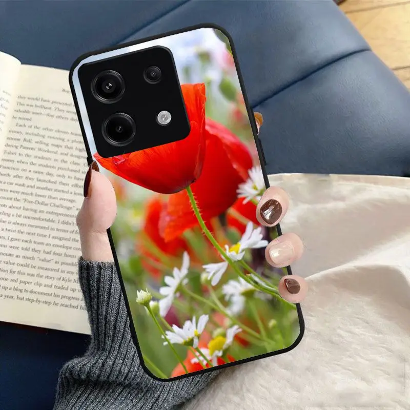 red Poppy flower Phone Cover For Xiaomi Redmi Note 13pro note12pro 11pro note10pro 9pro 8pro 9s 9T 8T K40 12C 10C 9C Case