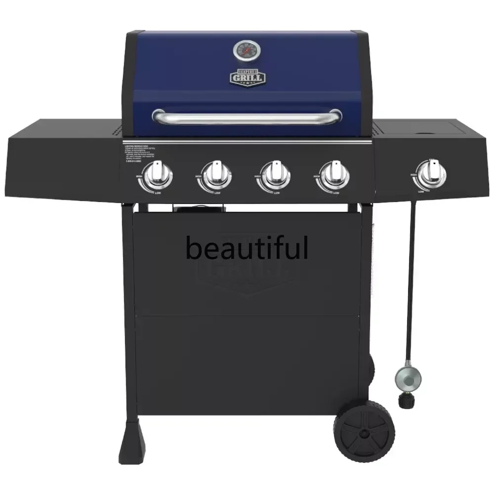 Expert Grill 4 Burner with Side Burner Propane Gas Grill in Blue Bbq Grill Outdoor Rotisserie for Bbq Barbecue Gaz Professionnel