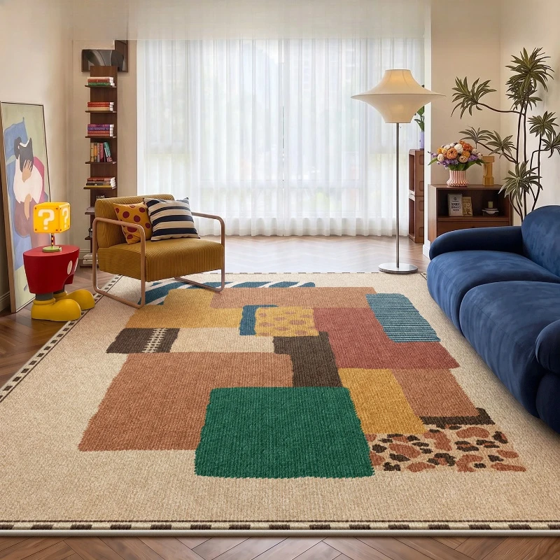 Modern Vintage Carpet Soft Fluffy Lounge Floor Aesthetic Big Size Rugs Living Room Coffee Table Alfombrillas Home Decoration