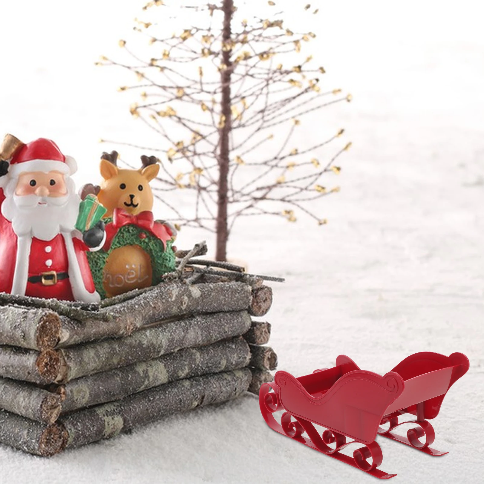 

1 set Sleigh Skiing Board Ornament Christmas Decoration Mini Sled Adornment Desktop Xmas Decor Party Home Holiday Theme Plastic