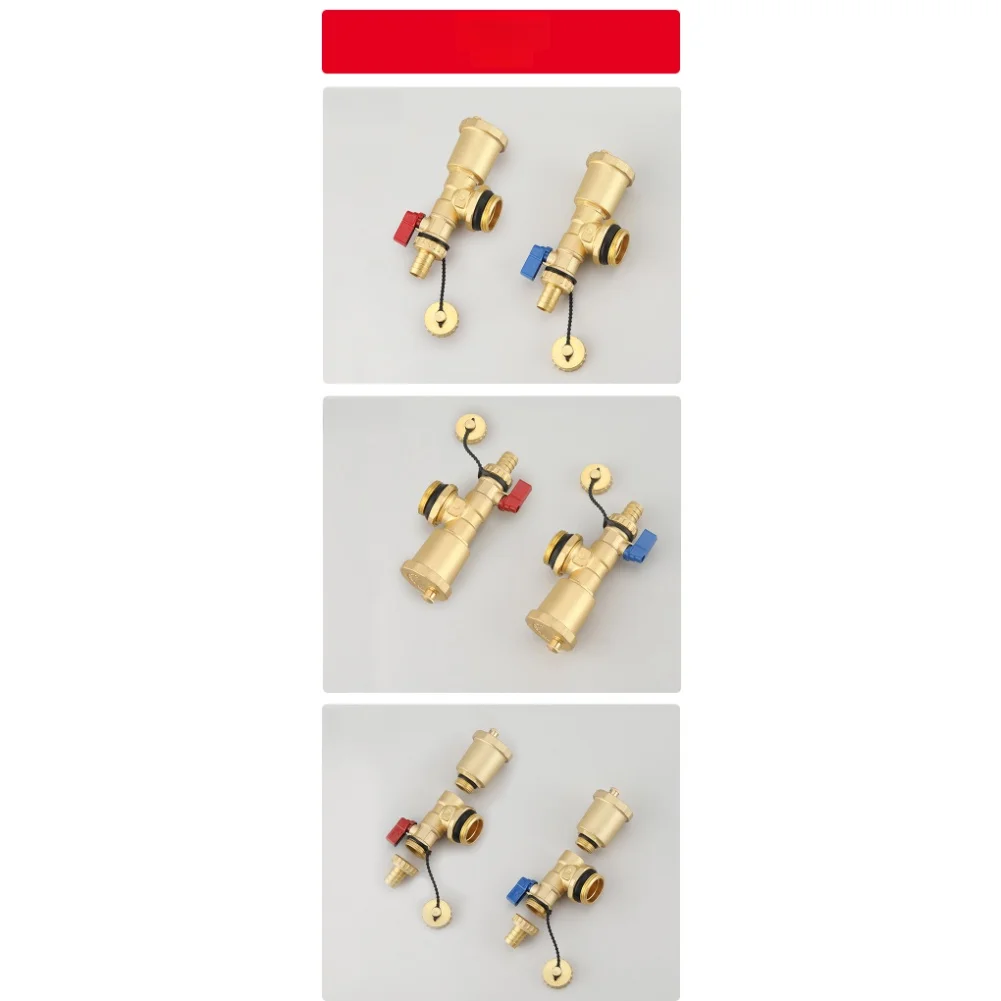 

Набор концевых деталей коллектора подогрева пола, 1-дюймовый комплект вентиляционных и сливных клапанов с манометром для системы подогрева пола