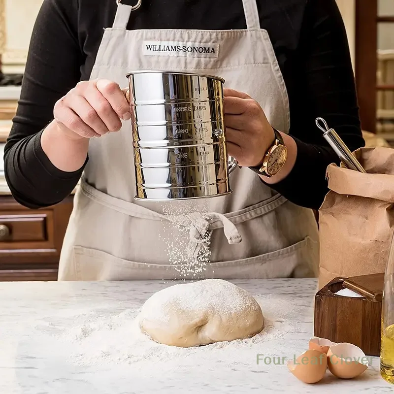 

Stainless Steel Flour Sifter For Baking Powdered Sugar Shaker/Dispenser With Rotary Hand Flour Strainer Pastry Tools