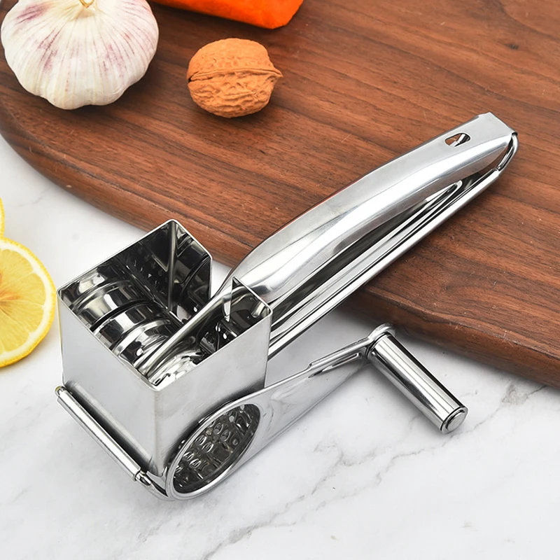 Holaroom Stainless Steel Cheese Slicer Shredder 4 Drums Blades Cheese Cutter Rotary Cheese Grater Butter Cutter Kitchen Gadgets