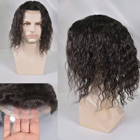 Мужской парик ESEEWIGS моноленточный из натуральных европейских волос 12 дюймов черный 8x10
