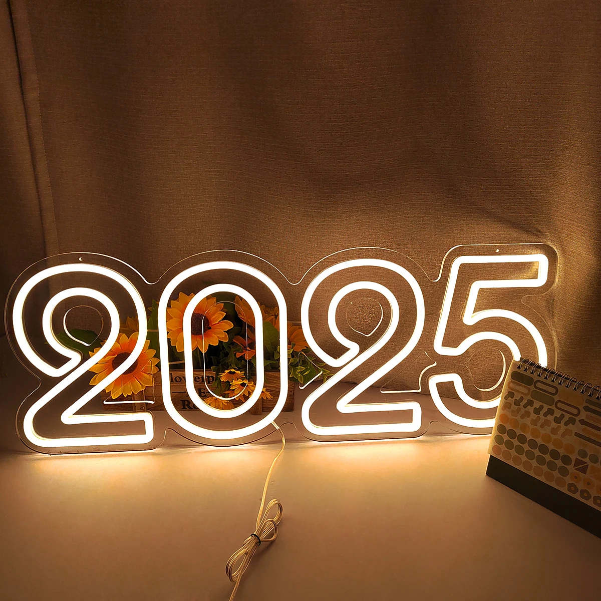 Imagem -05 - Luzes de Néon para Decoração do Partido Luz de Néon Alfabeto Branco Brilho Ajustável 76cm Feliz Ano Novo 2025