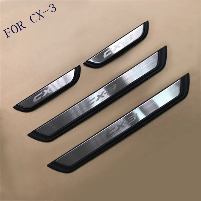 For Mazda CX-3 CX3 Accessory 2021 2020 2019 2016-2018 Stainless Car Door Sill Kick Scuff Plate Protector Trim Cover Pedal Guard