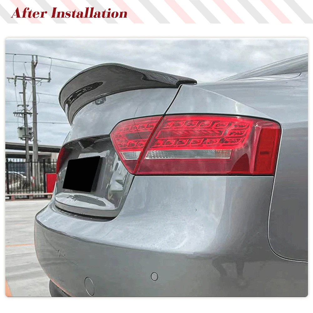 Real Carbon Fiber Racing Rear Trunk Lip Spoiler Wing for Audi A5 B8 B8.5 Standard Coupe 2-Door 2008 - 2015 Boot Lip FRP Black