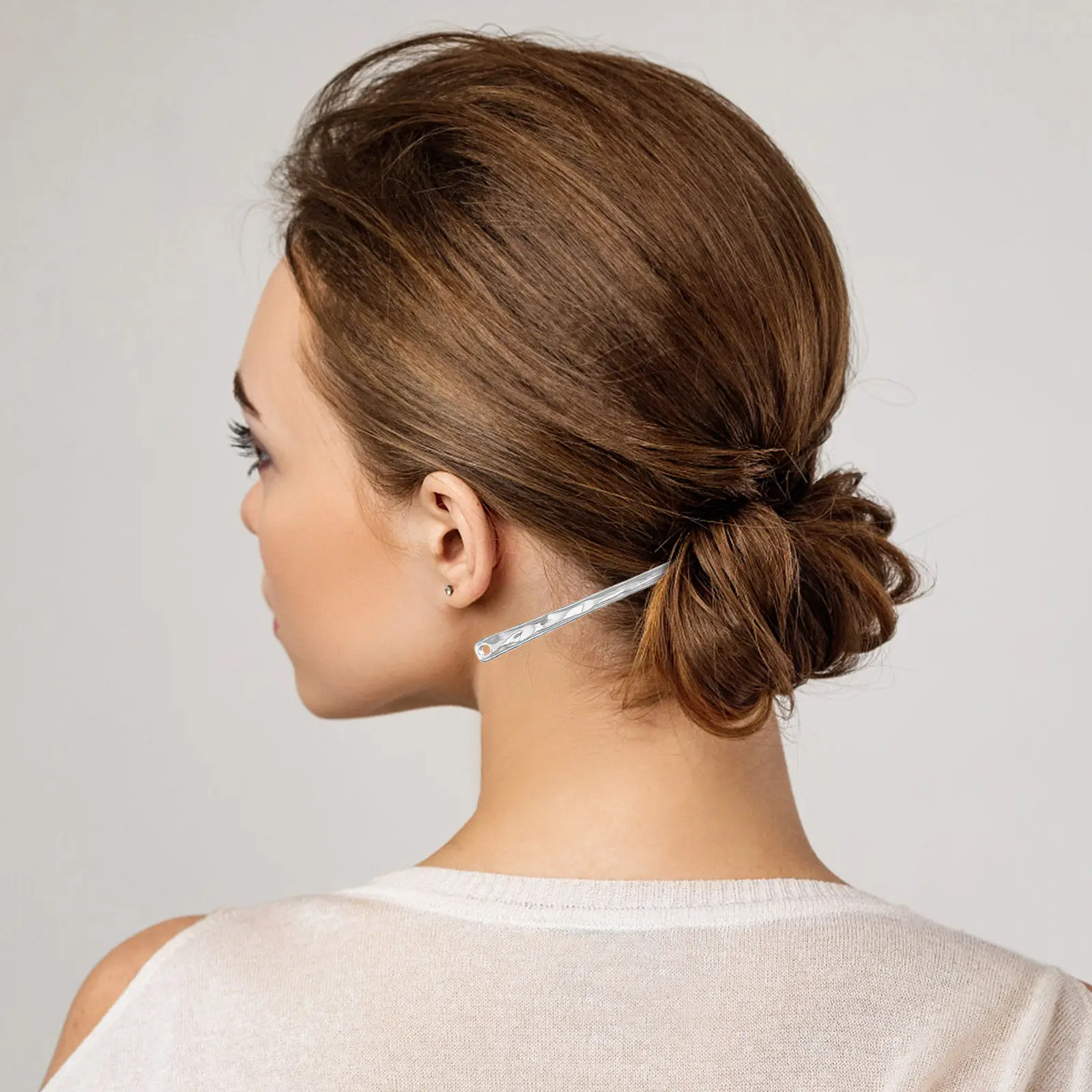 2Pcs Chinese Style Hair Sticks Minimalist Alloy Straight Hairpins for Bun Chignon Updo Elegant Traditional Hair Styling