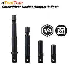 1/4 Hex Shank Convert to Socket Adapter for Impact Drill Wrench Nut Driver Square Converter Bit Conversion Joint Extension Rod