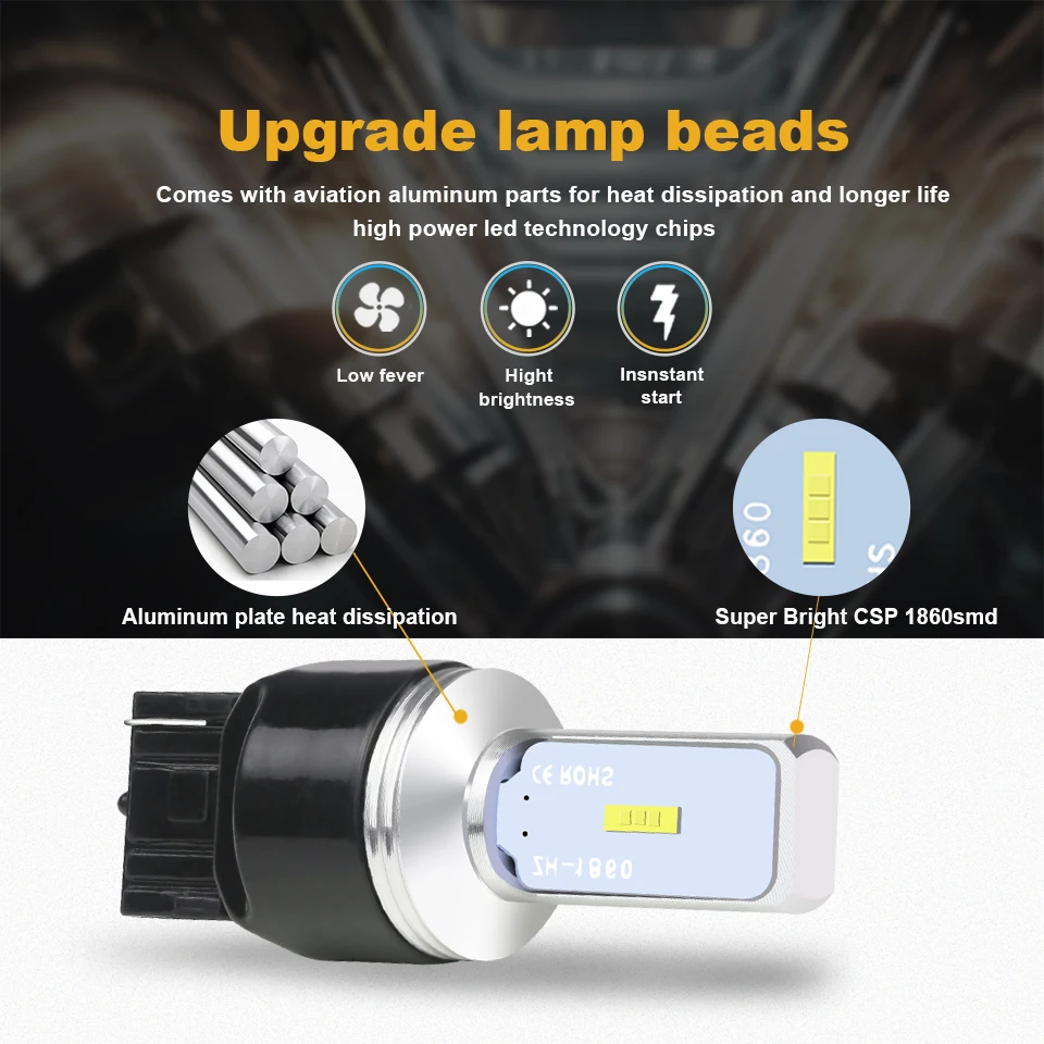 1x Lâmpada de Sinal T20 ANMINGPU W21W 5W Conduziu a Lâmpada LEVOU 7440 7443 W21 CSP 1860SMD 3156 LED P27W 3157 P27 12 7W T25 Canbus Luz de Freio V