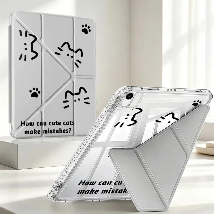 With Pen Slot Cover Tablet Case For Samsung Galaxy Tab S8 A8 S7 FE A9 Plus S10 Lite S9 Plus A11 Cute Kitten Paw Prints