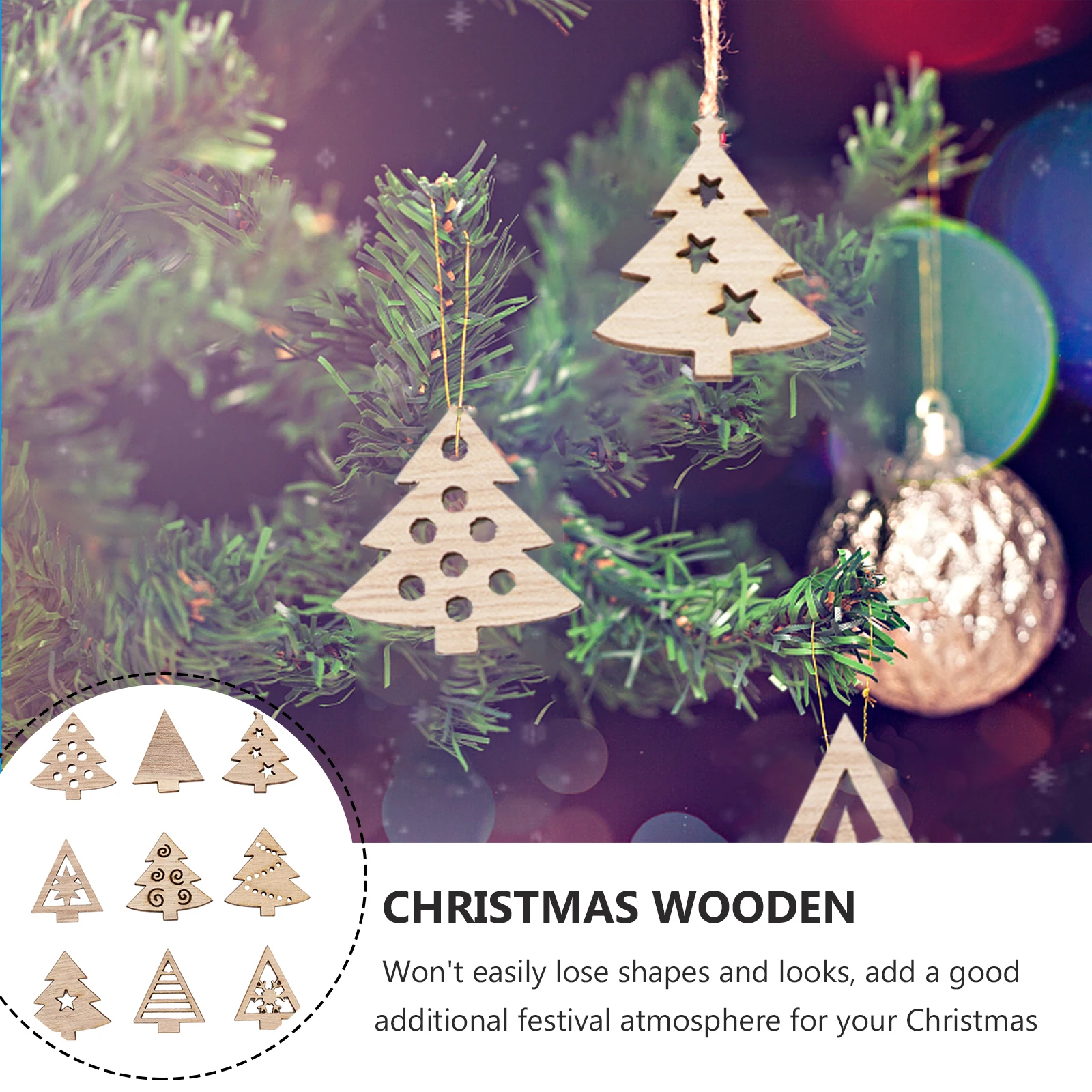 

Retro Party Adornment Wooden Hanging Ornaments Christmas Wood DIY Slices Perfect for Painting Staining Christmas Wood Crafts