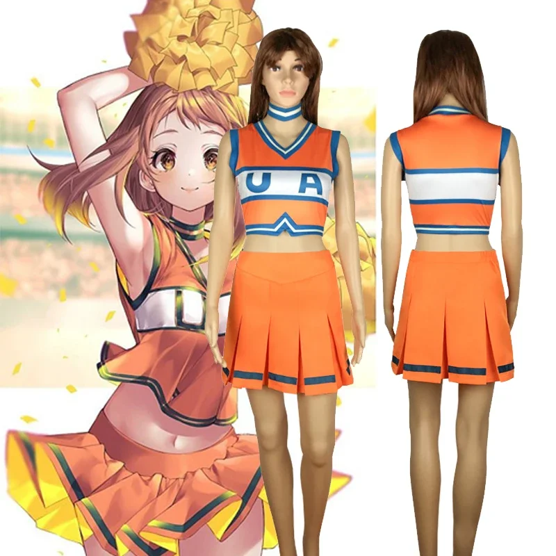 My Hero Academia Cheerleaders Uniform Ochako Tsuyu bnha Cheer Uniform Cosplay Costume Girls Dress Halloween Carnival costume