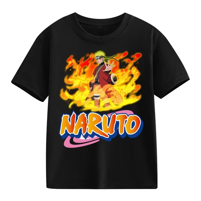 2026 Naruto Men‘s T-Shirt Uzumaki Uchiha Sasuke Hatake Kakashi Anime Character Print Cotton Short Sleeve Boys Girls Round Tops