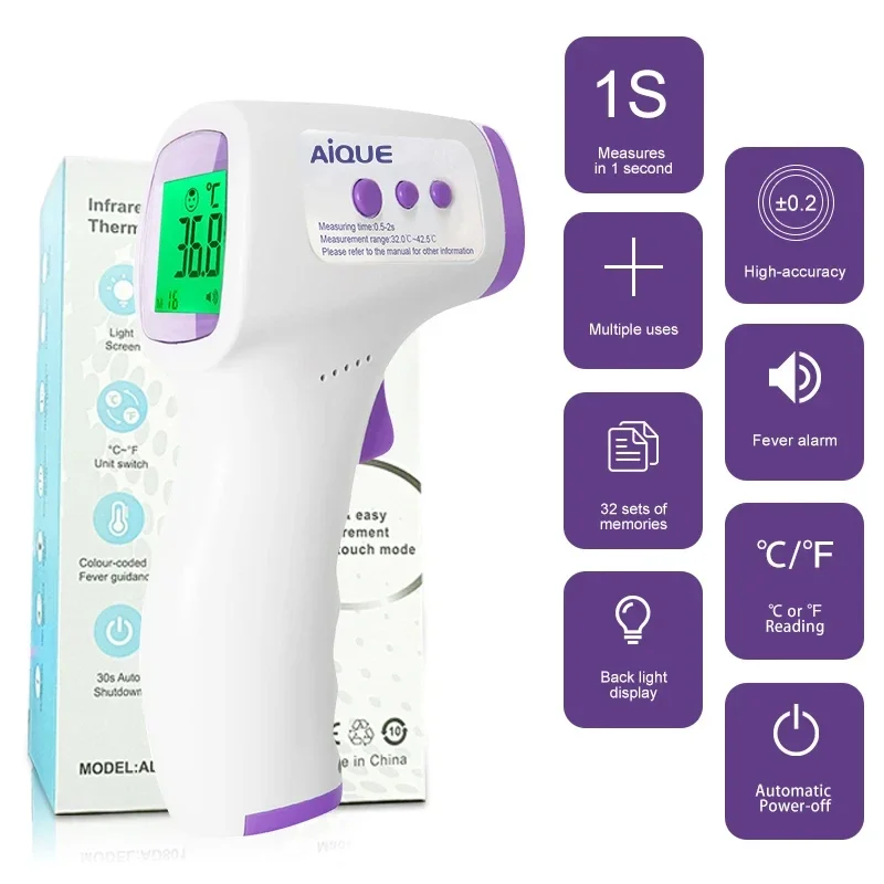 AJC Medical Baby Thermometer Infrared Digital LCD Body Measurement Forehead Ear Non-Contact Adult Fever IR Children Termometro