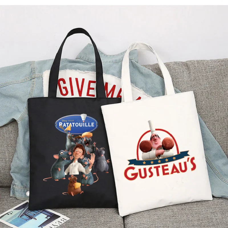 Women Ratatouille Shopper Bag Shopping Bag Travel Shoulder Bag Student Canvas Bags Large Capacity College Handbag