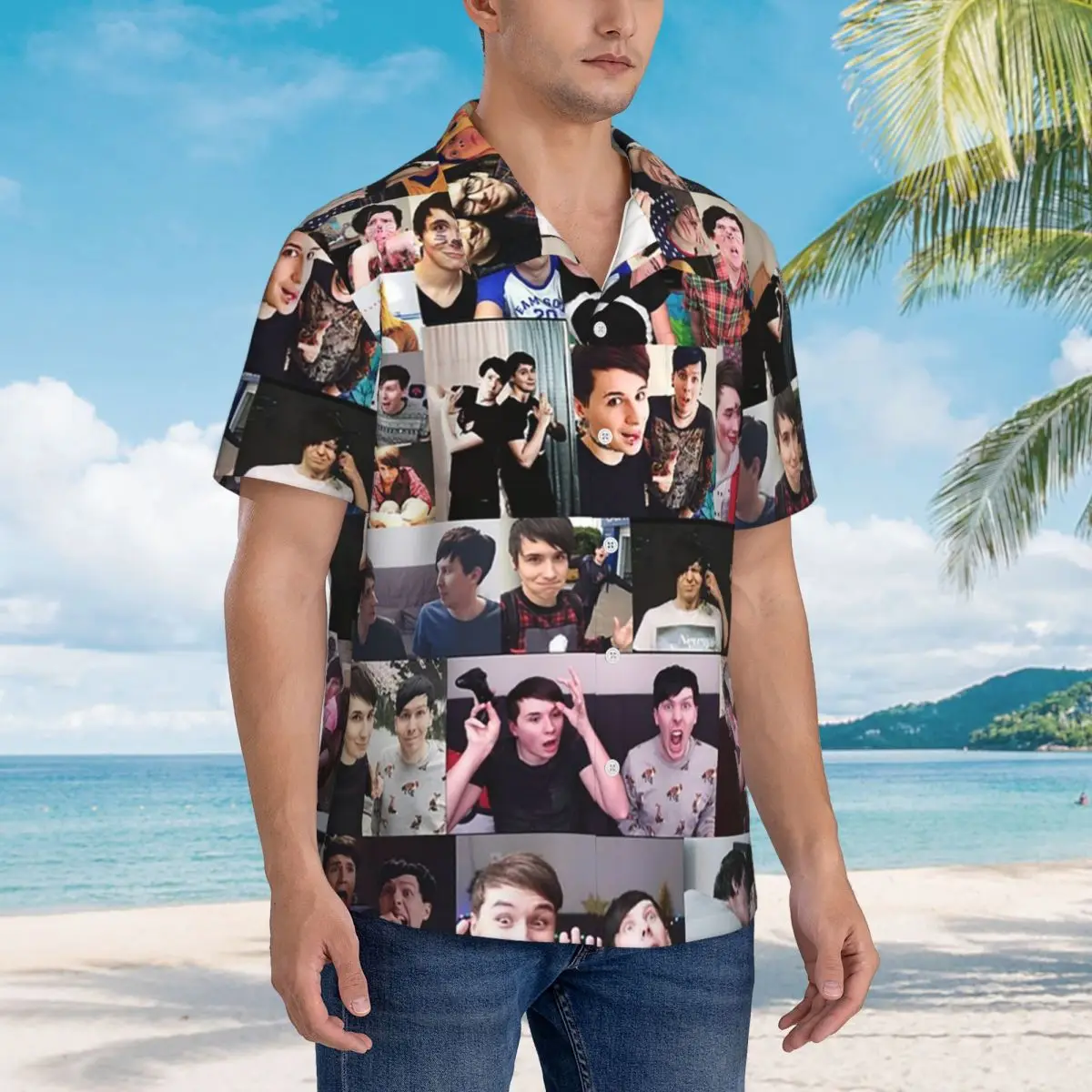

Dan And Phil! Hawaiian Shirts Fashion Men Short Sleeve Shirt for Summer Beach Men's Button Tops